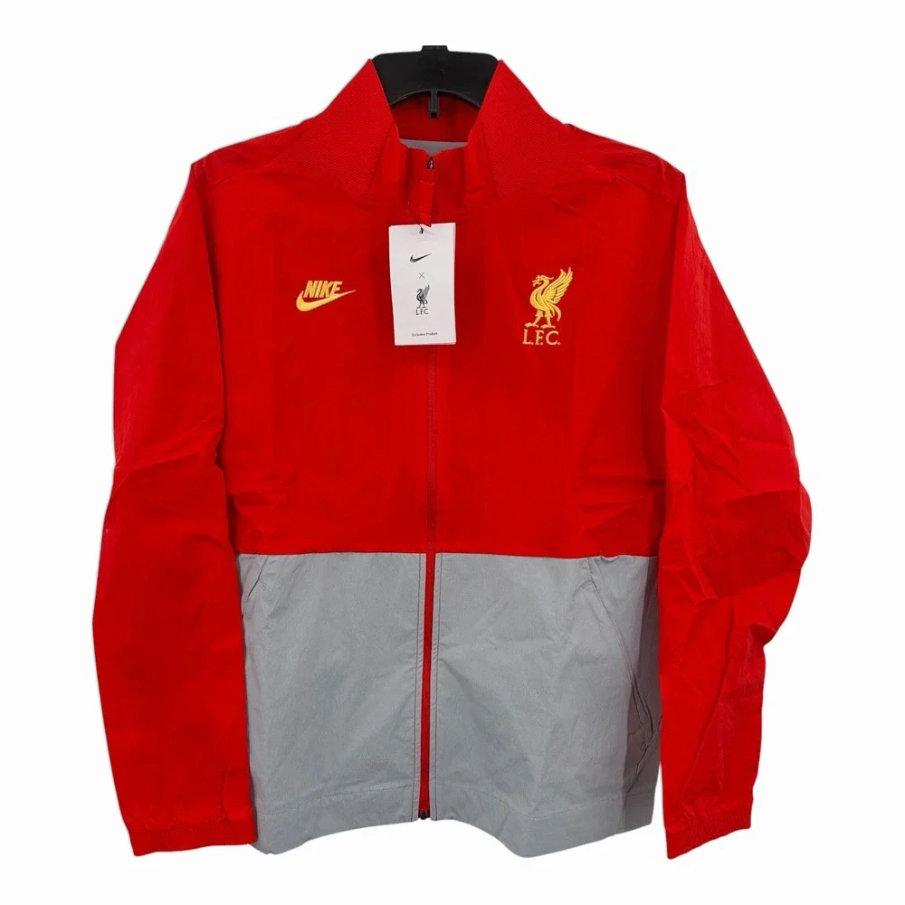 Nike Liverpool FC Woven Soccer Full Zip Track Jacket Women M Red Grey DB8145-617